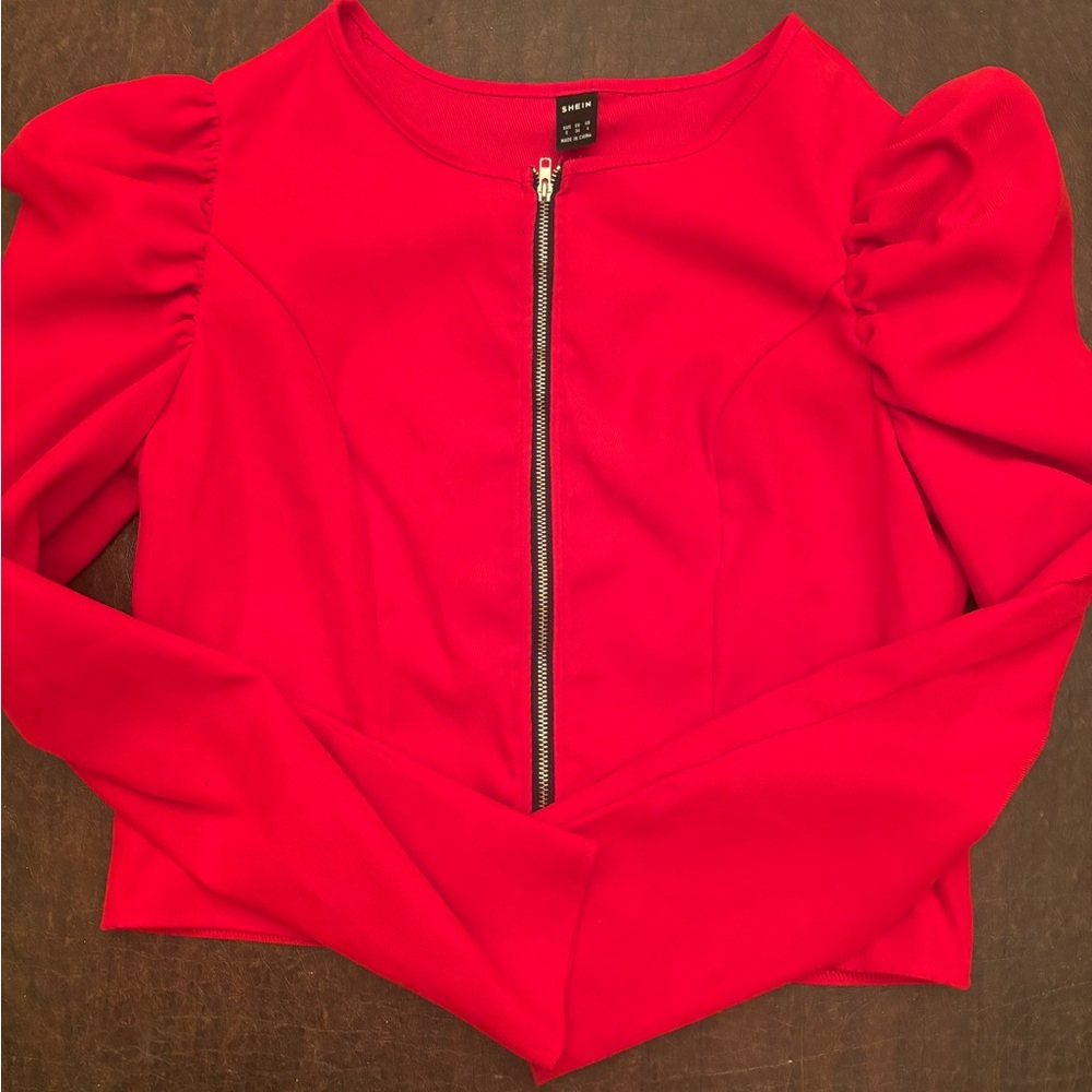 Red Zip-Up Women's Top